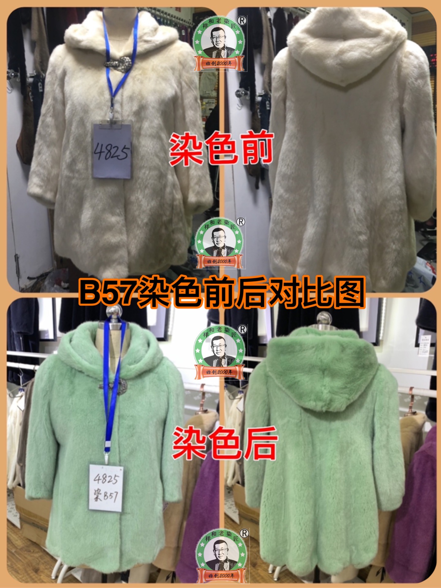 貂皮染色前后对比图案例